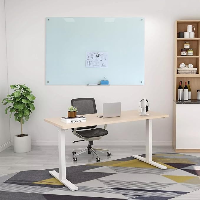 Glass Whiteboard 48"X36" Magnetic Glass White Board Frameless Wall Mounted Dry Erase GlassBoard for Office School Home