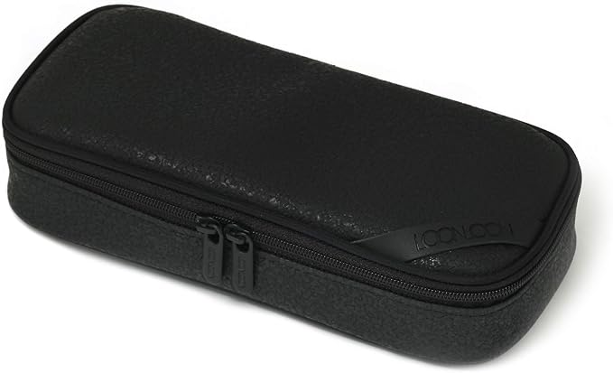 LOONLOON 663 Stone Pencil Case Black – Large Capacity Multi-Section Pen Pouch with Divider, School, College, Office, Student Stationery Organizer