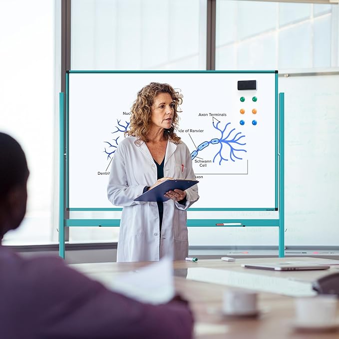 TSJ OFFICE Large Rolling Whiteboard - Dry Erase Magnetic 48 x 32 Inches White Board Height Adjust Double Sides Mobile Portable Easel on Wheels, Dry Erase Board with Stand for Office, Home & Classroom