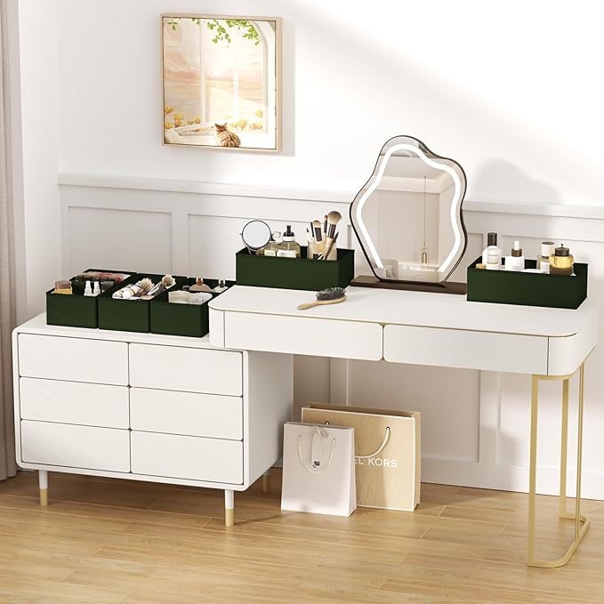 DIMJ Drawer Organizer Clothes, 12 Pack Dresser Organizer, Foldable Closet Organizers and Storage, Fabric Dresser Bins, Drawer Dividers for Nursery, Baby Clothes, Underwears, Sock (Green)