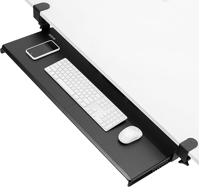 VIVO Extra Long Clamp-on Computer Keyboard and Mouse Under Desk Slider Tray, 34 x 11 inch Pull Out Platform Drawer, Black, MOUNT-KB15EB