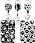2 Pack Dog Paw Print ID Badge Holder with Heavy Duty Retractable Reel Keychain for WomenStudents,Teachers, Nurses, Office Use