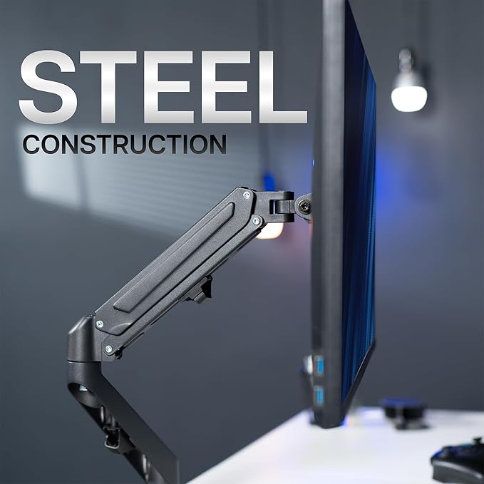 VIVO Heavy Duty Single Monitor Tension Arm for up to 27 inch Screens, Holds 14.3 lbs, Premium Desk Mount Stand, Black, STAND-V101O