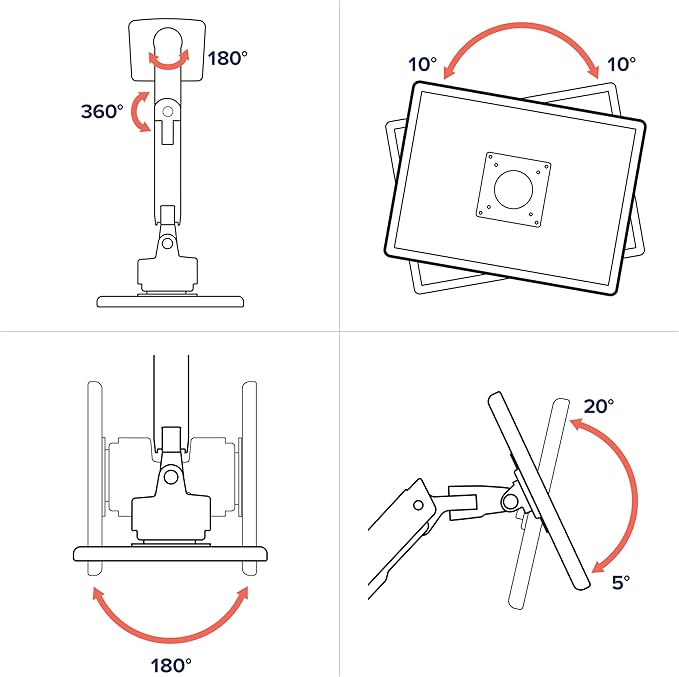 Ergotron - HX VHD Premium Heavy Duty Gaming Monitor Arm, Single Monitor Desk Mount – for 1000R Curved Ultrawide Monitors Up to 57 Inches, 9-14 Inches Depth, VESA 75x75mm or 100x100mm – Matte Black