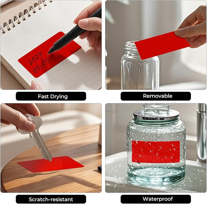 FINDAT Colored Stickers 4×2 Inch Vinyl File Folder Sticker red Rectangle Removable Waterproof Color Coding Moving Label for Boxes Office Inventory Labeling 60 PCS