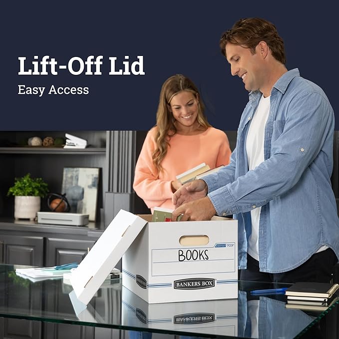 Bankers Box 4-Pack Basic Duty File Storage Boxes with Lids, Letter/Legal, STOR/FILE, (0070308)