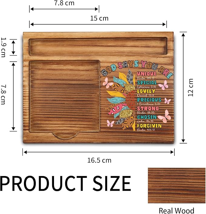 God Says You are Gifts Sticky Note Holder, Christian Inspirational Desk Gift with Bible Verses, Religious Wooden Office Decor for Women, Teens, Coworkers, Faith Based Note Pad Holder ZSS84