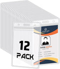 12 Pack Vertical ID Badge Holders Clear Plastic Waterproof Card Holder Resealable for Office Worker Teacher Nurse