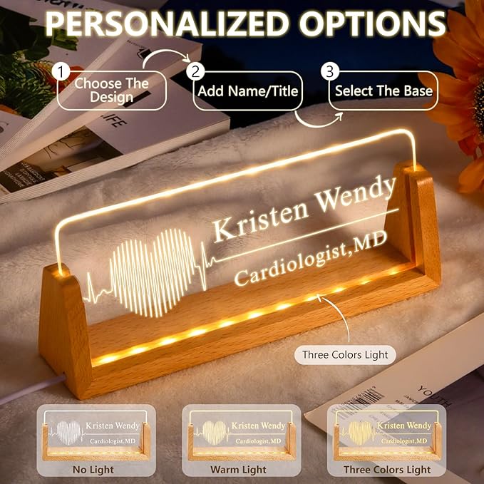 Ships Next Day, Custom Name Plate for Desk - The Doctor Light Up Acrylic Desk Name Plate Personalized Elegant Office Gifts for Doctor Appreciation Gifts, Office Decor for Women Men