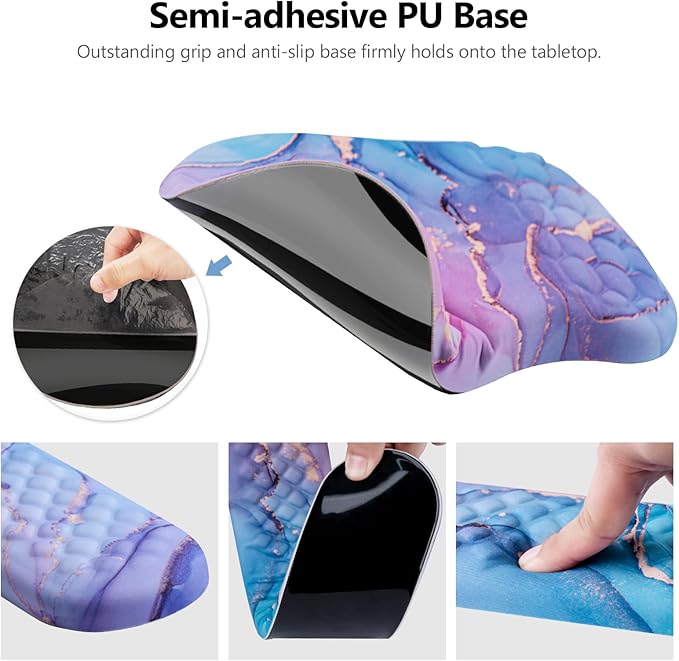 Mouse Pad Wrist Support, Laokiiy 2 in1 Keyboard Wrist Rest+ Ergonomic Mouse Pad, Non-Slip Wrist Rest for Computer Keyboard, Made Easy Typing & Relieve Wrist Pain(Blue Pink Marble)