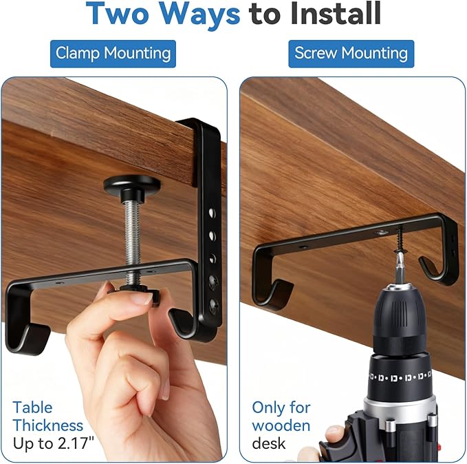 SHUWEI 36" Under Desk Cable Management Tray, Premium Fabric Cable Management for Desk, Clamp/Screw Mount Cable Tray for Office and Home (Black, 36" L)