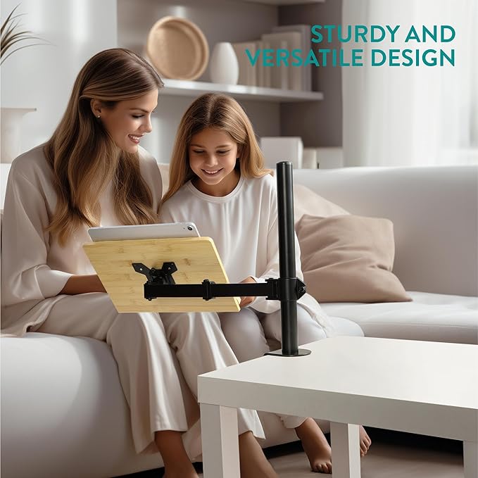 Navaris Book Stands with Clamp - Book Holder for Reading - Bamboo Books Stand - Works for Music, E-Readers or Tablets - 13.39 x 17.72 x 21.65 (34 x 45 x 55 cm)