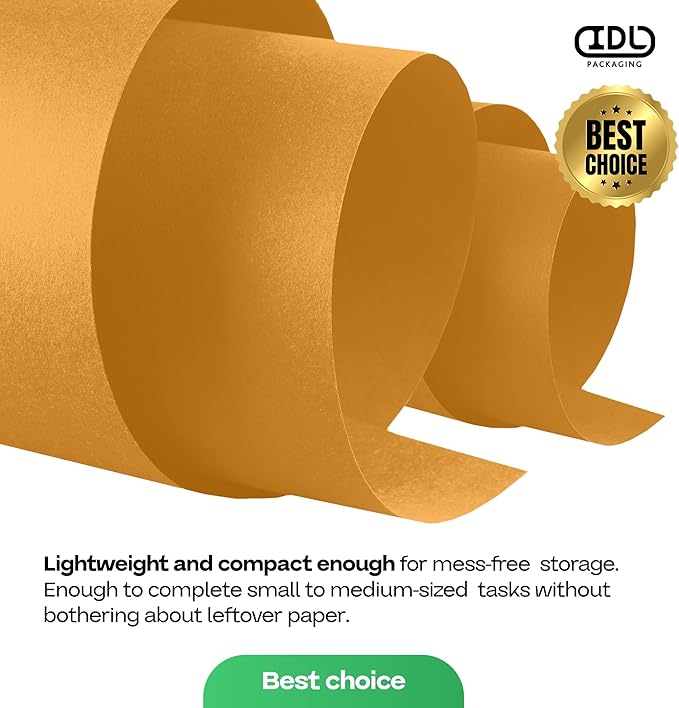 Orange Kraft Paper Roll 24" x 1200" (100 feet) with Cutter - USA-Made Gift Wrapping Paper for Packing, Moving, Shipping & Crafts/Arts - 100% Recyclable Natural Craft Material by IDL Packaging
