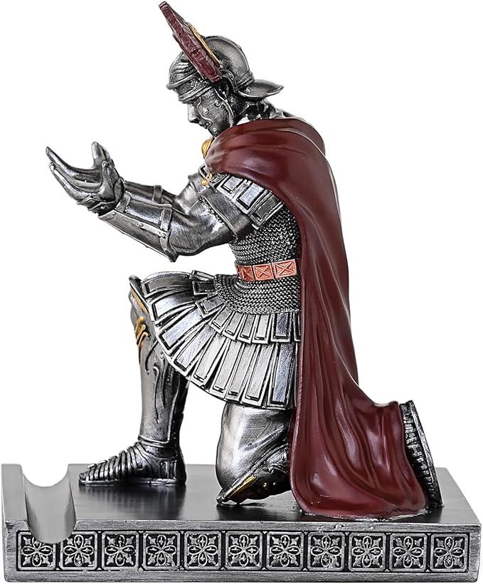 Centurion Cloak Warrior Knight Pen Holder Mobile Phone Stand Desk Organizers and Accessories as Gift for Office and Home (Iron)