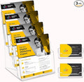 Acrylic Brochure Holder 8.5 x11”, 4 Tier Clear Literature Magazine Stand with Removable Divider for 4 x 9 Pamphlet Display Brochure with Business Card Holders- Wall Mount & Countertop