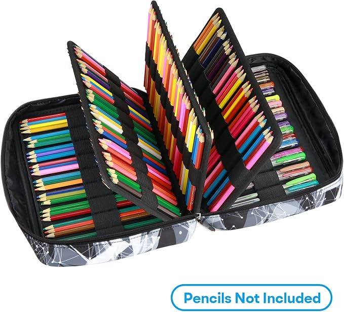 YOUSHARES Big Capacity Colored Pencil Case - 220 Slots large Pen Case Organizer with Multilayer Holder for Prismacolor Colored Pencils & Gel Pen (Constellation Geometry)