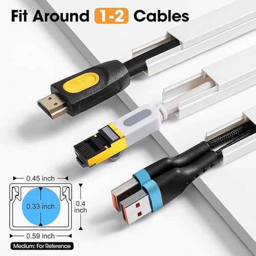 315in Cord Hider Kit, Cord Covers for Wires on Wall, Cord Hider for Wall Mount tv, tv Cable Hider Wall kit, Paintable Cable Raceway, Wire Covers for Cords, 20X L15.7in X W0.59in X H0.4in, White