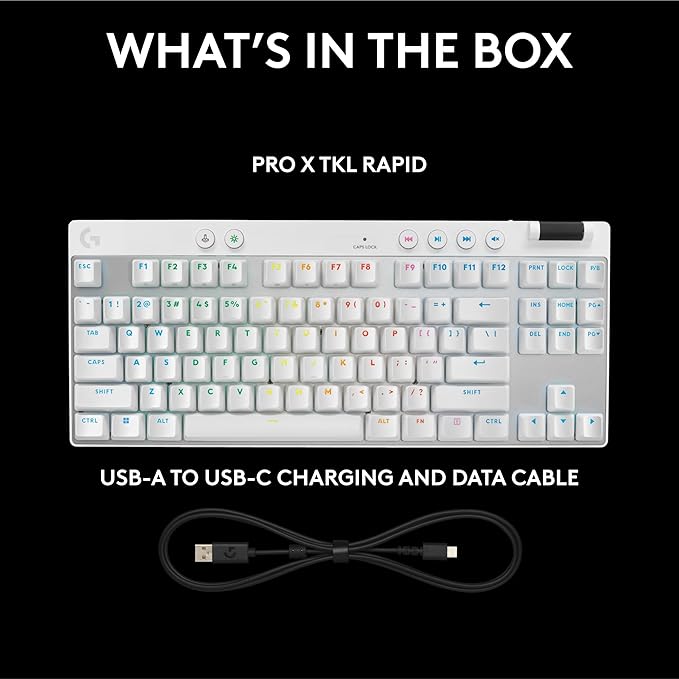Logitech G PRO X TKL Rapid Tenkeyless Wired Gaming Keyboard with Magnetic Analog Switches, RGB - White, PC Gaming Keyboards, Pro