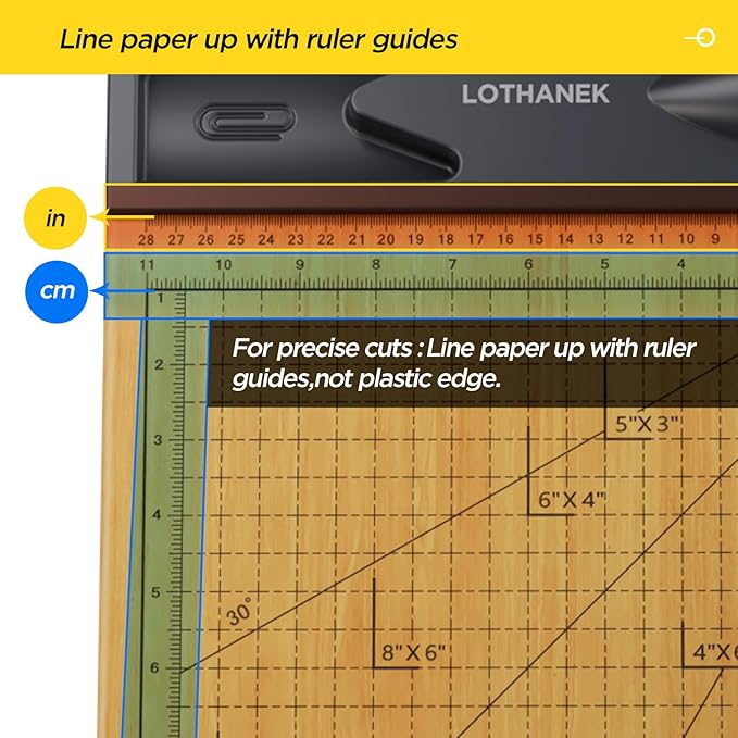 12'' Wood Guillotine Paper Cutter, Heavy Duty Wood Base Paper Trimmer with 16 Sheets Capacity Paper Cutting Board for Classroom, Crafting, Cardstock, Art Projects