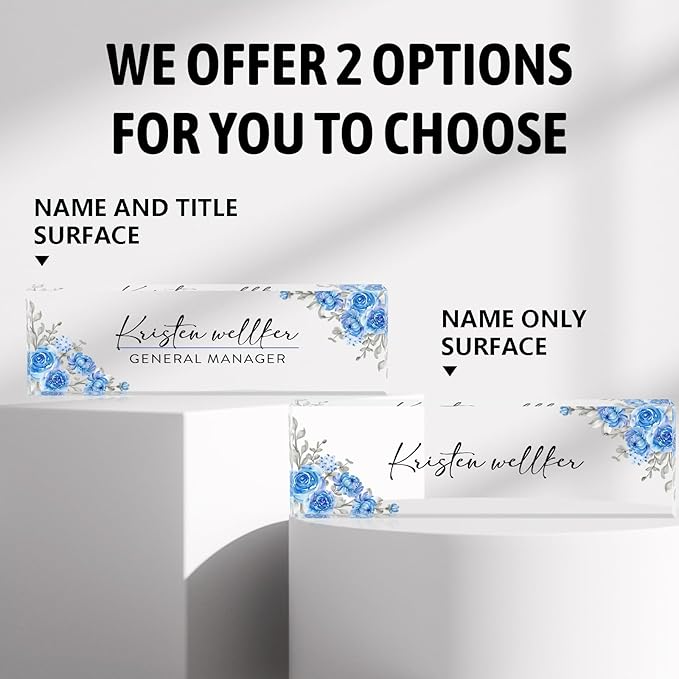 Personalized Name Plates - Office Desk Decor & Gifts (Blue Daisy)