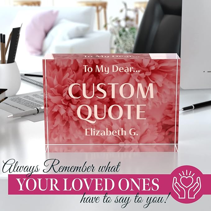 Personalized Gifts, Custom Quote Block Letter Board,Crystal-Clear Acrylic With Gift Box,17 Styles, Holiday and Christmas Gift for Mom, Dad, Girlfriend, Him or Her, Husband, Wife (5"x7, Rosy)