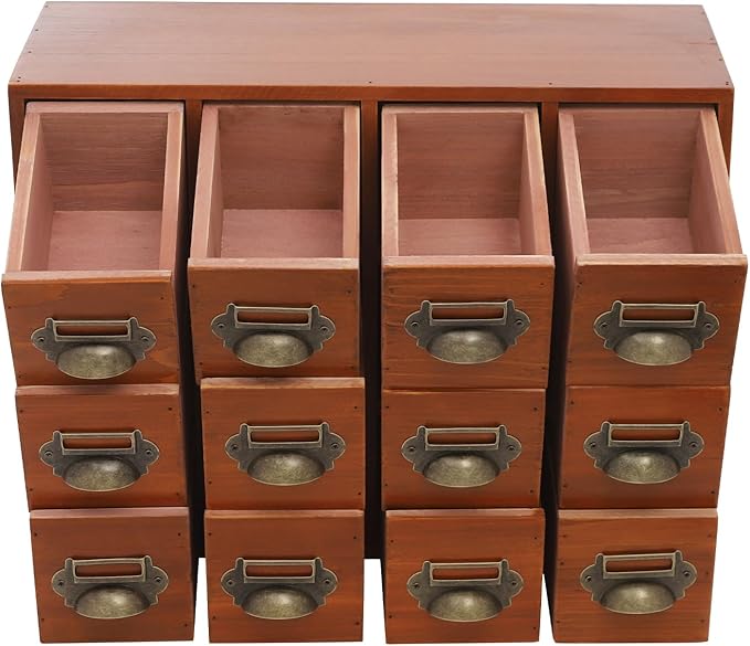 Vintage 12-Drawer Storage Cabinet – Multipurpose Desktop Organizer for Office, Craft & Home