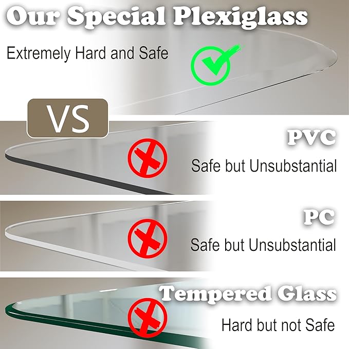 MESAILUP Beveled Edge Office Chair Mat for Carpet or Hardwood Floor 42" x 42" Clear Chair Mats for a Smooth Glide and Easy Roll On/Off, Heavy Duty and Non-Slip Pad Floor Ultimate Desk Chair Mat
