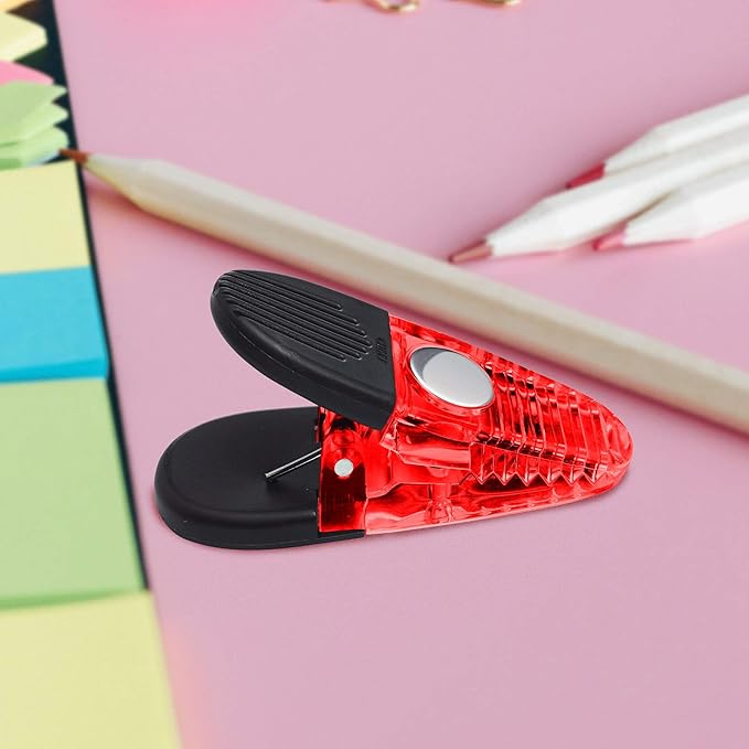 10 Magnetic Memo Holders Set - Customizable Text, Logo - Large Clip, Plastic - TRed