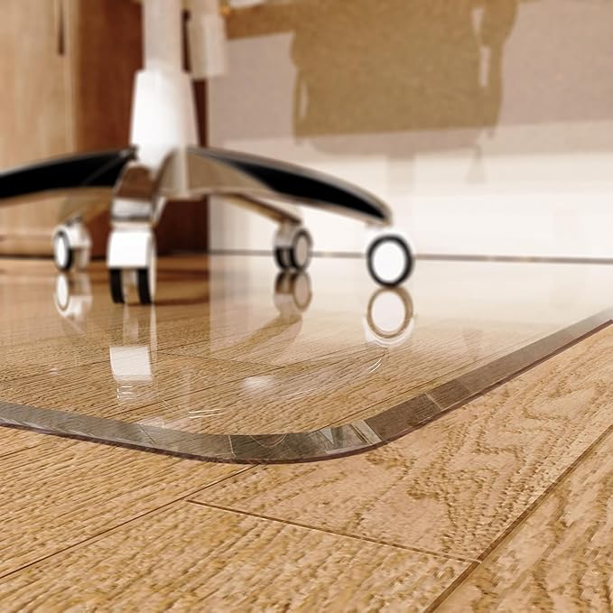 MESAILUP Beveled Edge Office Chair Mat for Carpet or Hardwood Floor Crystal Clear, 36" x 48" for a Smooth Glide and Easy Roll On/Off, Heavy Duty and Non-Slip Floor Ultimate Clear Chair Mat Set of 2