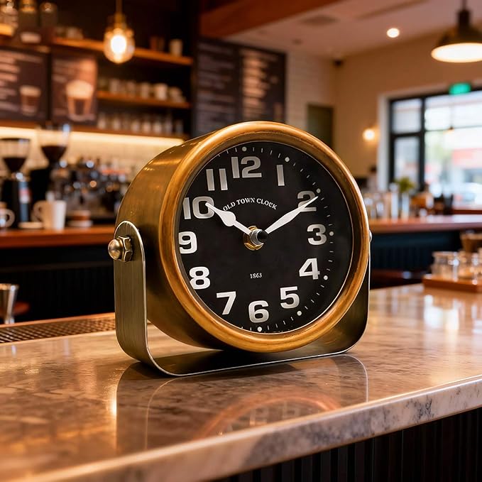 YOUKI Vintage Steampunk Desk Shelf Clocks,Mantle Clock,Decorative Battery Operated Table Top Clock,Quiet Non-Ticking,Small Clocks for Living Room,Bedroom,Office
