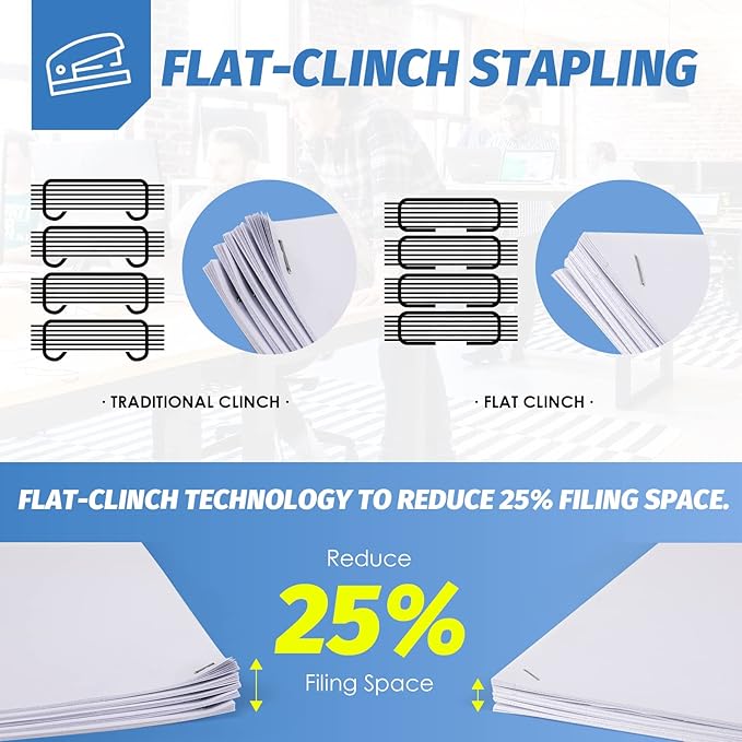 Heavy Duty Electric Stapler, 70 Sheets 60g Paper Capacity, Automatic Flat-Clinch Stapler, Quiet and Anti-Jam for Office/School, with 5500 Staples