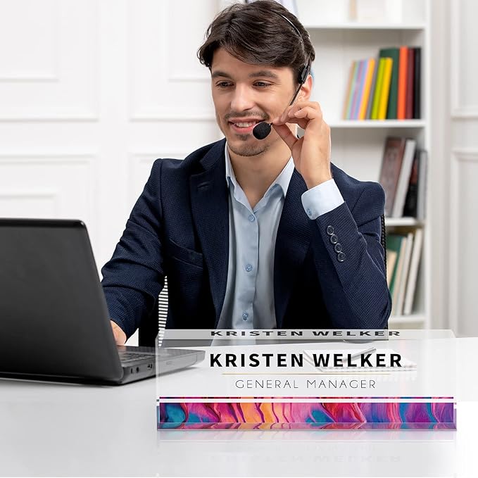 SalaGraphics Desk Name Plate Personalized, Custom for Desk, Office Decor Women Men, Acrylic Accessories, Gifts Coworkers Boss Teacher, Employee Appreciation (Rainbow), 8''(L)x2.5(W)