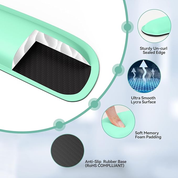 TECKNET Keyboard Wrist Rest and Mouse Pad with Wrist Support, Memory Foam Set for Computer/Laptop/Mac, Lightweight for Easy Typing & Pain Relief Ergonomic Mousepad (LT.Green)