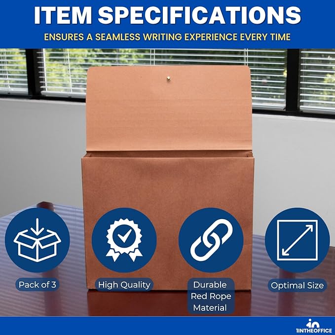 1InTheOffice Expanding File Folder with Flap and Cord Closure, 5-1/4" Expansion, Letter Size, Wallet Redrope, 3 Pack