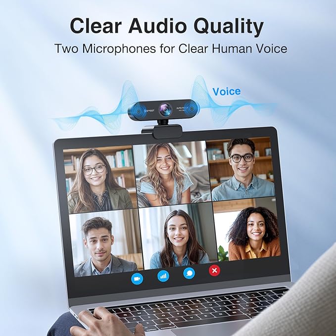1080P Webcam with Microphone, eMeet Nova AutoFocus HD Webcam, 96°View Web Camera w/ 2 De-Noise Mics for Laptop/Desktop, Plug & Play USB Streaming Computer Camera for Conference/Calling/Teaching/Gaming