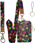 Bolimoss Cute Dog Paw Print ID Card Holder with Lanyard and Keychain for Women, School, Teacher, Nurse, Office Work