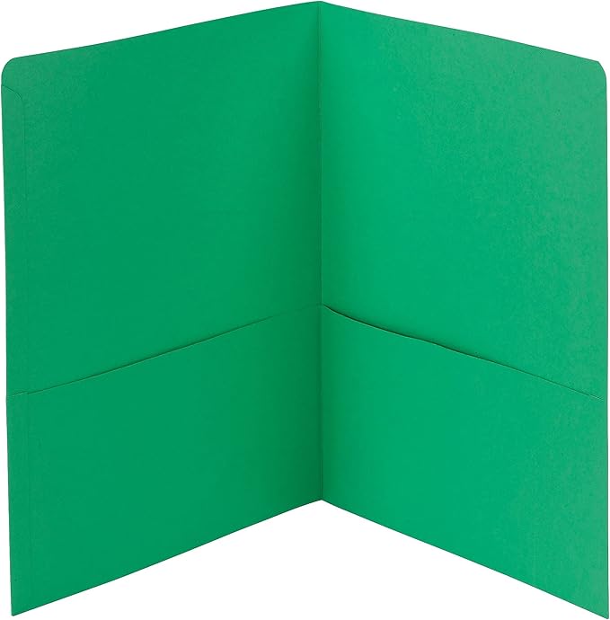 Smead Two-Pocket Heavyweight Folder, Letter Size, Green, 25 per Box (87855)