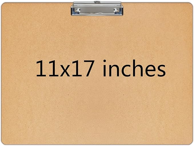 1 PCS Extra Large 11x17 Clipboard, Wood Cleats with Low Profile Clips for Drawing, Sketching, and Art Boards, Horizontal Wood Lapping, Landscape Layout (3Mm Thickness)