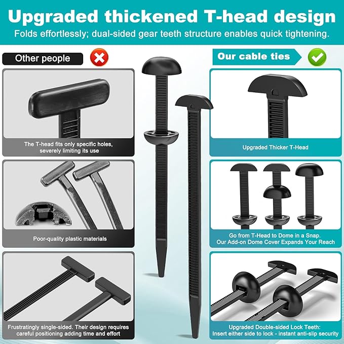 Haiou 100 Pcs 4.1" Heavy-Duty Nylon Universal Cable Tie Buckle Cable Ties- Self-Locking Zip Ties for Car, Home, Office & DIY Projects