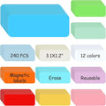 Ctosree 240 Pcs Dry Erase Magnetic Labels 3.2'' x 1.2" Reusable Magnetic Name Tags Blank Name Magnets Colorful Tag Stickers Strips for Whiteboard Locker School Office(Bright Color)