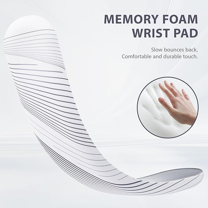Ospelelf Wrist Rest for Keyboard and Mouse Ergonomic Mouse Pad with Wrist Support Memory Foam Wrist Rest for Computer Keyboard,3-in-1 Gel Mouse and Keyboard Pad for Office White