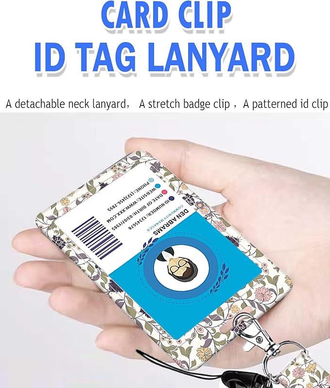 BLOCIT Lanyards for ID Badges and Keys, Funny Badge Reel Retractable with Clip,ID Badge Holder with Breakaway Lanyard, Teacher Nurse Office Gifts（Purple Vine Ditsy）