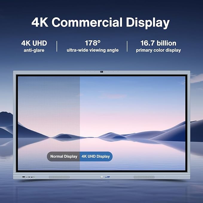 65" 4K UHD Smart Board Pro with 16MP Camera - Executive Touch Screen Display for Boardrooms, Dual-OS Wireless Collaboration System & Video Conferencing