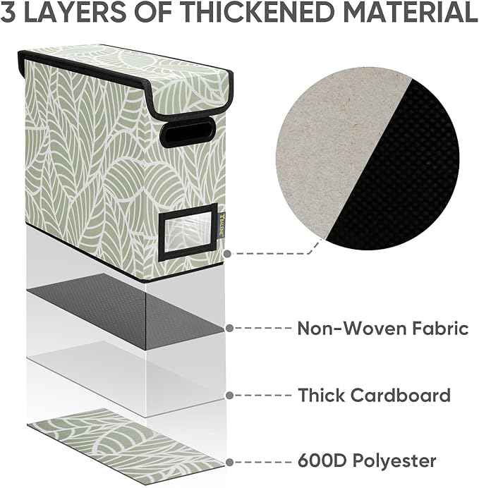 BALEINE File Organizer Box with Lid, Collapsible File Folder Organizer with Plastic Slide, Hanging File Folder Box for Office Document Storage (1 Pack, Antique Foliage, S)