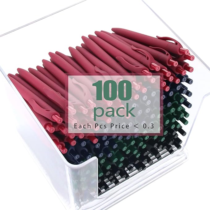 deegtran Pens Bulk, 100 Pack No Bleed Click Black Pens, Retractable Ballpoint Pens, Medium Point, Smooth Ink Pens, 1.0MM Black Ink