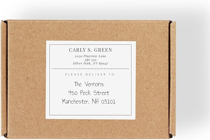 Custom Black Square Shipping Labels / 48 Personalized Address Labels/ 4" x 3½" Mailing Stickers/Made in USA
