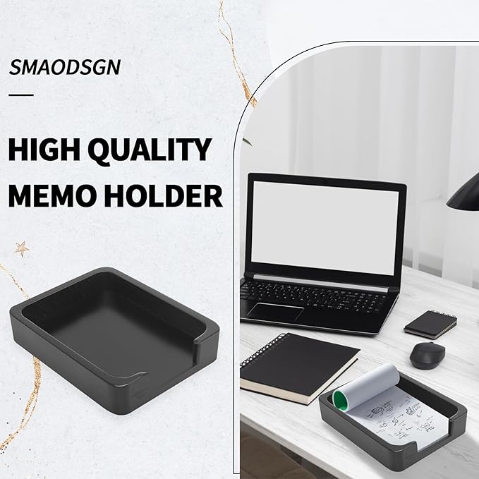 2 PCS 4x6 Memo Holder for Desk Paper Holder Black Wooden Memo Organizer for Desk Paper Tray Index Card Holder Fits 4 x 6 Index Card Cardstock Pads Note for Office School