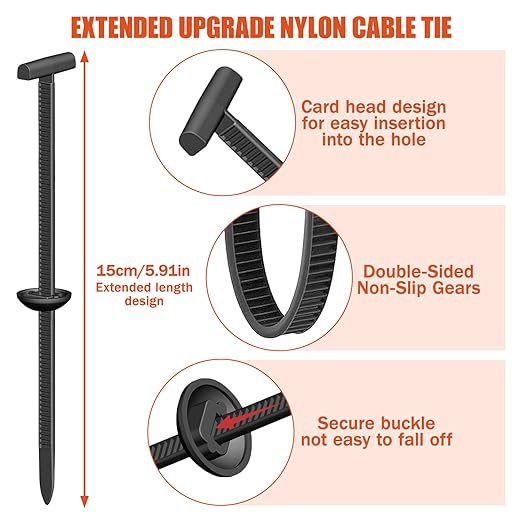 180 PCS 2026 New Upgrade Nylon Universal Cable Tie Buckle, with Clear Storage Box, Double-Sided Style Cable Tie Buckle, 5.91IN Extended Length Zip Tie for Car Repair (Fender, Bumper, Trunk Liner)