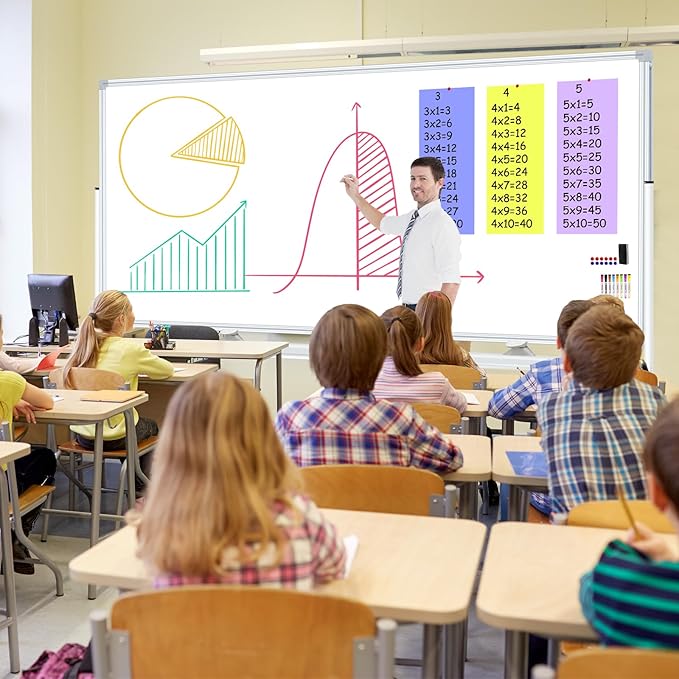 Double-Sided Magnetic White Board 96"x48" Dry Erase Whiteboard, Large Rolling White Boards on Wheels, 8' x 4' Whiteboard with Stand for Office, School, Home. Including Eraser, Marker, Magnet