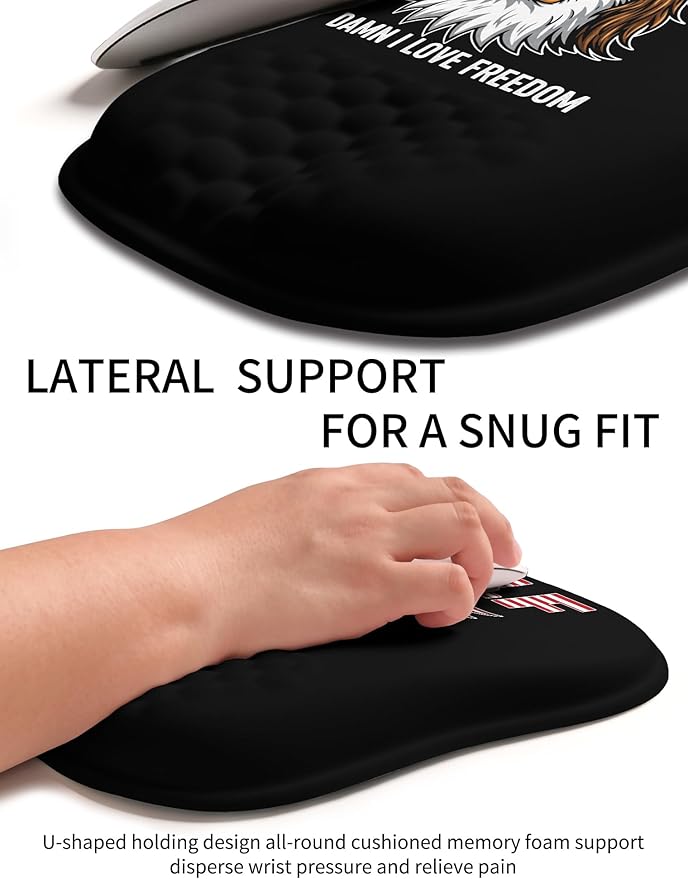 Hokafenle Ergonomic Wrist-Hugging Mouse Pad Wrist Support, U-Shaped Holding Wrist Rest Mousepad for Carpal Tunnel Pain Relief with Cushioned Memory Foam Slope Massage Bulge (Classic 10.2x8.3 in,DILF)